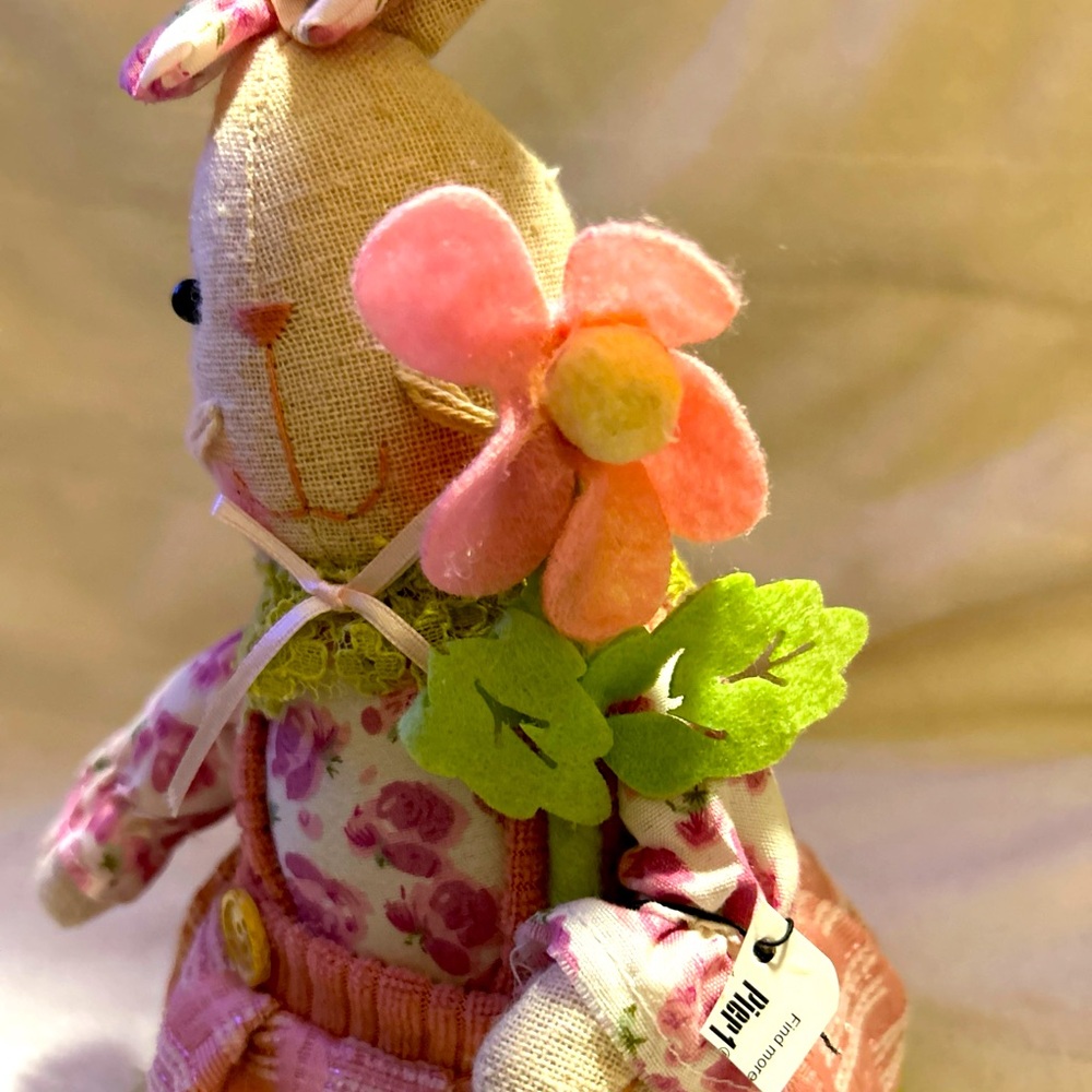 Pier 1 Easter Bunny Rabbit Shelf Sitter Dangle Button Legs Farmhouse Decor - Picture 7 of 11